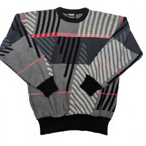 Vintage Ossi Skiwear Men's Geometric Knit Wool Blend Grandpa Cosby Sweater